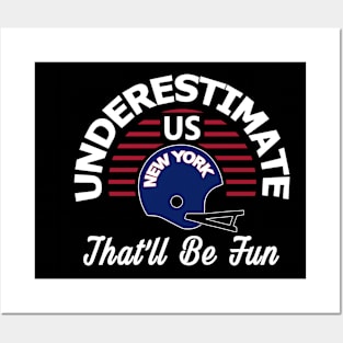 New York Big Blue Pro Football Underestimate Posters and Art